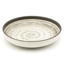 8½″ Beige & Brown Spiral Ceramic Deep Plate