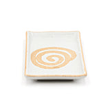8.65" x 5" Rectangular Ceramic Plate, Gray, Yellow