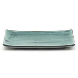 8.35" x 4.75" Rectangular Ceramic Plate, Dark Brown, Green