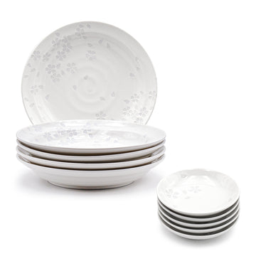 Ceramic 10-Piece Plate Set, White — Sakura Design