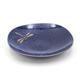 6.25" Round Ceramic Plate, Navy, Blue — Dragonfly Design