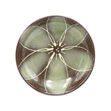 5" Round Ceramic Plate, Green, Brown — Floral Design