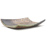 11.25" x 8.25" Rectangular Ceramic Plate, Green, Brown, Gold
