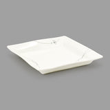 11″ White Fine-Line Floral Square Plate — Made in Japan