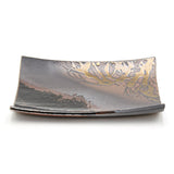 11.25" x 8.25" Rectangular Ceramic Plate, Black, Brown, Gold