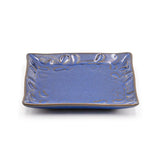 5.25" Square Ceramic Plate, Navy, Brown — Floral Design