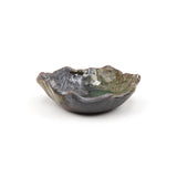 3.75" x 3.5" Leaf Ceramic Plate, Green, Gold