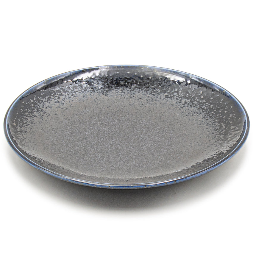 10" Round Ceramic Plate, Black, Blue