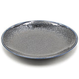 10" Round Ceramic Plate, Black, Blue