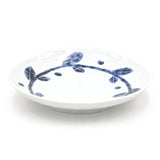 Ceramic, Bamboo 10-Piece Soba Plate & Cup Set with Bamboo Mat, White, Blue — Arabesque Design
