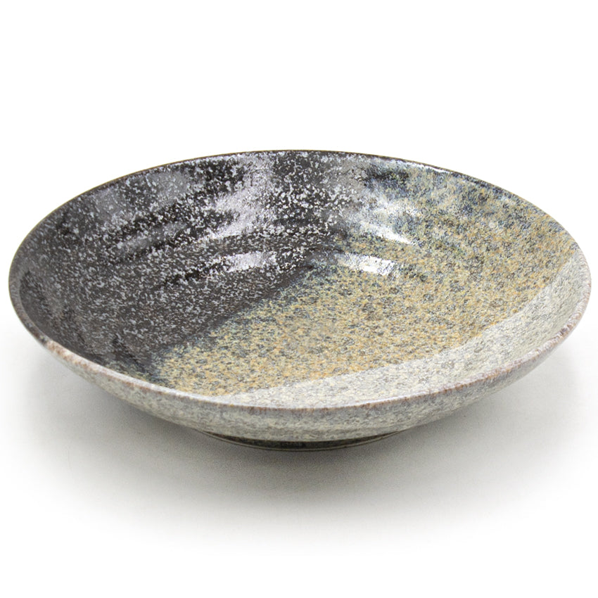 9" Round Ceramic Deep Plate, Dark Brown, Brown, Gray