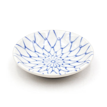 3.65" Ceramic Plate, White, Blue