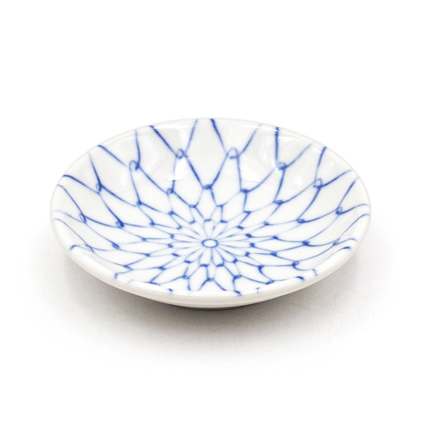 3.65" Ceramic Plate, White, Blue