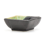 3" Square Ceramic Plate, Dark Brown, Green