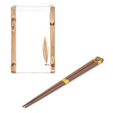 6-3/4" x 4-1/2" Porcelain 2-Piece Plate & Dish Set with Chopsticks, White, Brown