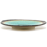 10.85" x 10.5" Irregular Ceramic Plate, Turquoise, Aqua