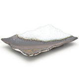 8.85" x 6" Rectangular Ceramic Plate, White, Brown, Gold