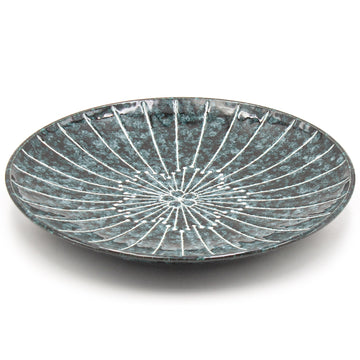 10" Round Ceramic Plate, Green — Floral Design