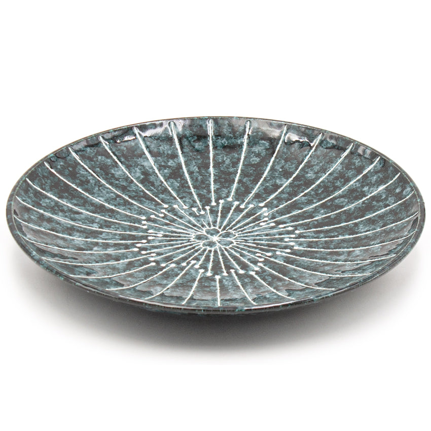 10" Round Ceramic Plate, Green — Floral Design