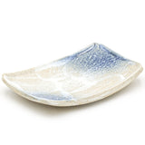 7.25" x 4.75" Rectangular Ceramic Plate, Beige, Blue
