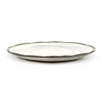 6.65" Round Ceramic Plate, White, Green, Brown