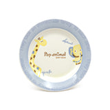 4.75" Ceramic Plate Set, Blue, Pink — Giraffe & Elephant Design