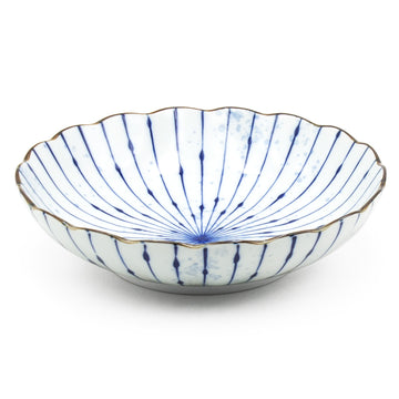 8.25" Round Ceramic Deep Plate, Blue — Fubuki Tokusa Design
