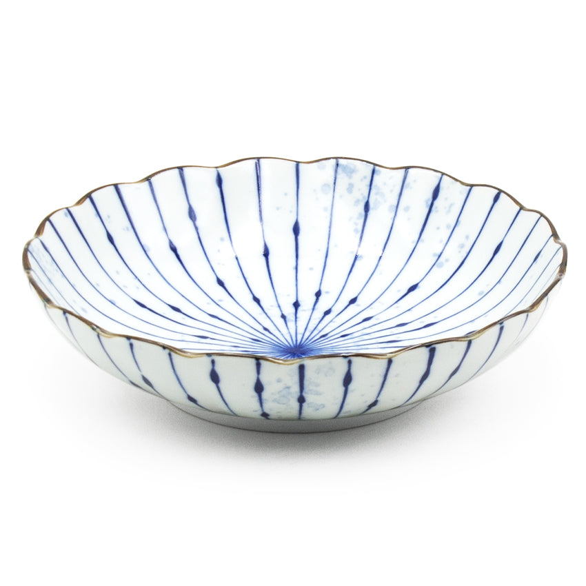 8.25" Round Ceramic Deep Plate, Blue — Fubuki Tokusa Design