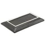 8.65" x 5" Rectangular Ceramic Sushi Plate, Black, White — Black & White Brush Stroke Design