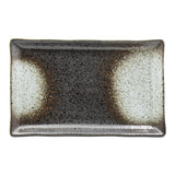 7.5" x 4.75" Ceramic Plate, Dark Brown, Gray