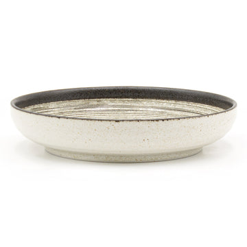 8.5" Round Ceramic Plate, Beige, Brown