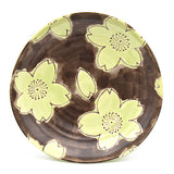 7.5" Ceramic Plate, Brown, Green — Floral Design