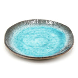 8.5" x 7" Oval Ceramic Plate, Turquoise, Blue