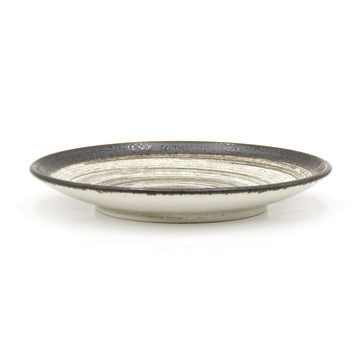 6.5" Ceramic Plate, Dark Brown, Beige