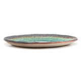 8.5" x 7" Oval Ceramic Plate, Turquoise, Green