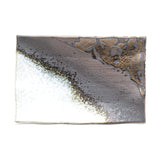 8.85" x 6" Rectangular Ceramic Plate, White, Brown, Gold