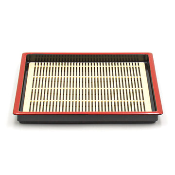 7.65" Square Lacquered Plastic Soba Plate, Black, Red, Yellow