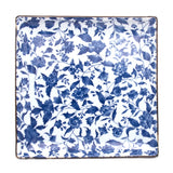9" Square Ceramic Plate, White, Blue, Brown — Arabesque Design