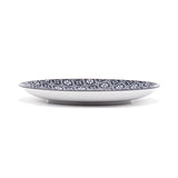 8" Round Plate, Black — Grid Patterned Flowers Design
