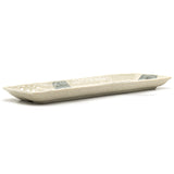 13" x 4" Rectangular Ceramic Serving Platter, Beige, Blue