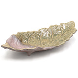16" x 7" Leaf Ceramic Serving Platter, Green, Brown
