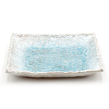 9.65" Square Ceramic Plate, Gray, Turquoise