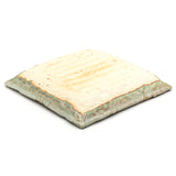 9.65" Square Ceramic Plate, Beige, Green — Oribe Design