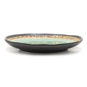 6.85" Round Ceramic Plate, Dark Brown, Emerald