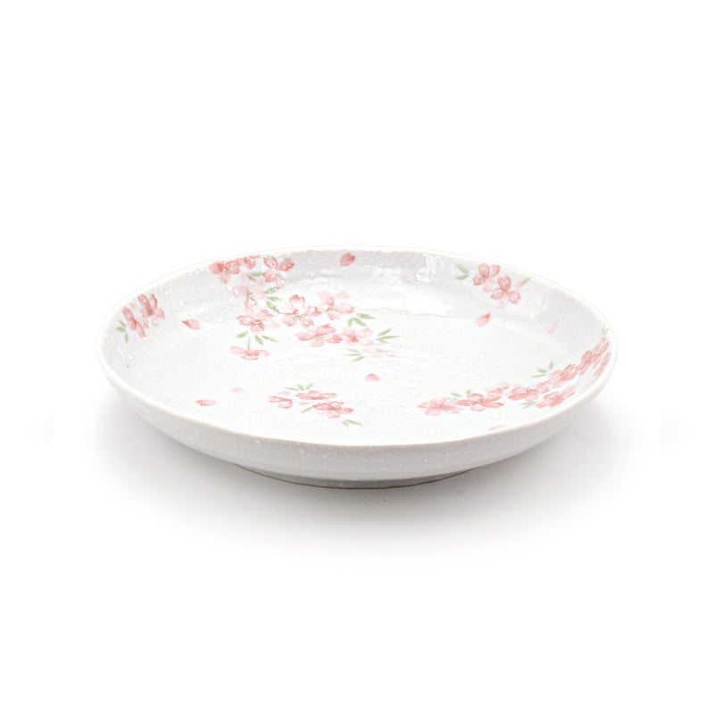 8-3/4" Round Porcelain Plate, White — Floral Design