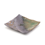 6.25" Square Ceramic Plate, Green, Gold, Brown