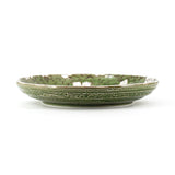 9-3/4" Round Porcelain Plate, Green, White