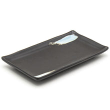 8.85" x 5" Rectangular Ceramic Sushi Plate, Black, Blue