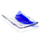 8.35" x 5.5" Rectangular Glass Plate, Blue, Clear