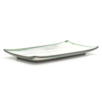 8.35" x 4.75" Rectangular Ceramic Plate, Dark Brown, White